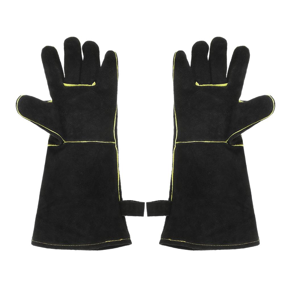 Uxcell A3032 Welding Long Fire and Heat Cowhide for and Gardening Gloves, 16" Sleeve, Resistant, Leather, BBQ, Grilling, Welding, Furnace, Roasting,