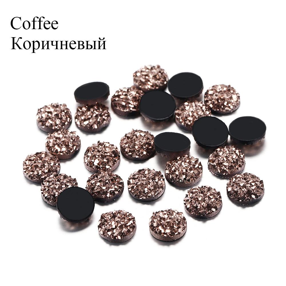 50Pcs/Lot 8mm Mix Colors Natural Ore Style Cabochons Convex Flat Back Resin Half Round Cabochons For DIY Jewelry Making Supplies