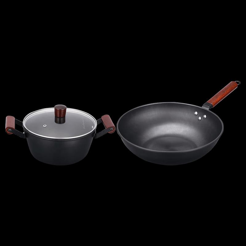 Huoxiang Vintage Wrought Iron Cookware 2-Piece Set