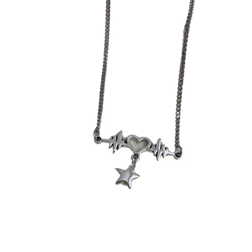 New Y2k Rivets Lace Heart Cross Five-pointed Star Pendant Multi-layer Fold Wear Necklace for Women Jewelry Multiple Ways To Wear