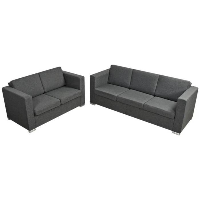 Ensemble de canapés - vidaXL - 2 pièces - Tissu - Gris foncé - Confort moelleux