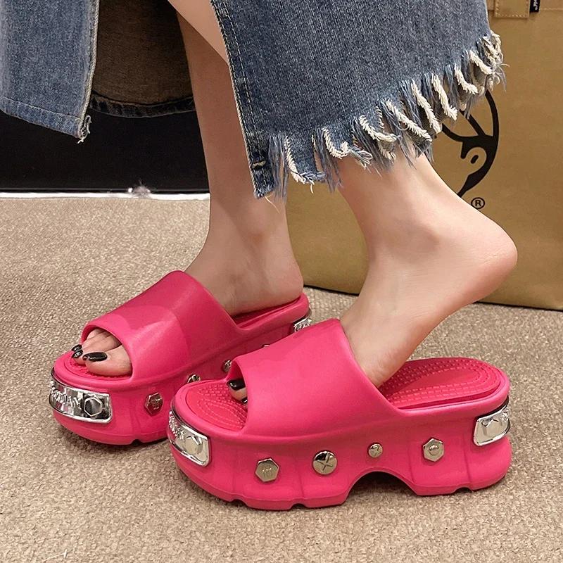 Fashion Summer Ins Women's Men Large Size Thick Bottom Sandals Couples Letter Casual Slippers Unisex Adult Beach Shoes Size 35-40