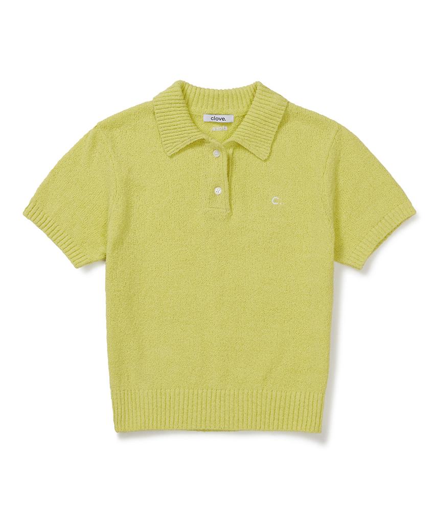 CLOVE [26Sm Clove] Boucle Open Collar Knit (Lime)