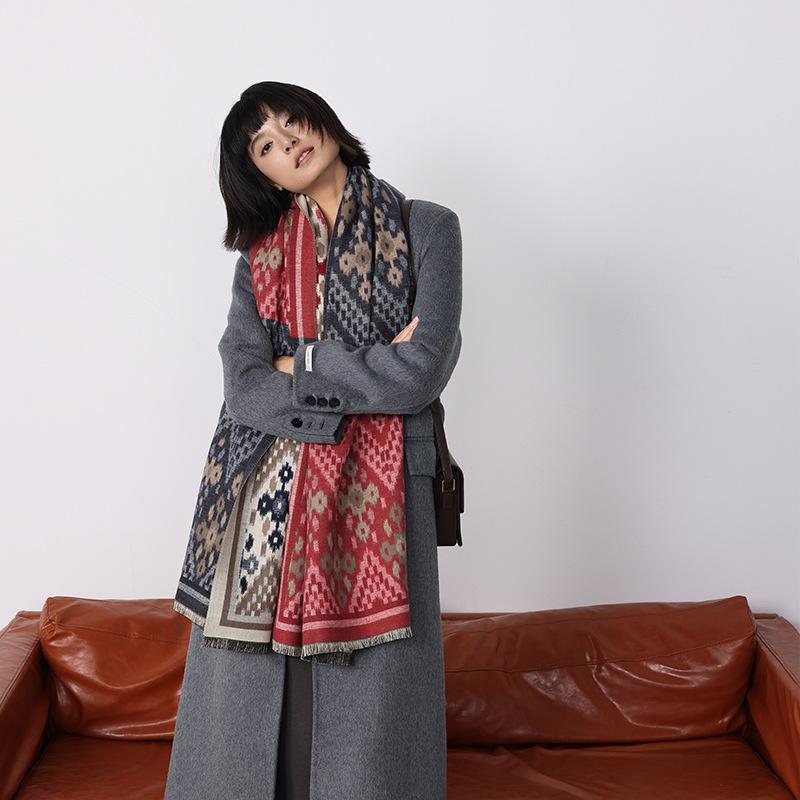 Foreign style scarf women's cashmere office air conditioner shawl with Korean version versatile scarf dual-purpose warm