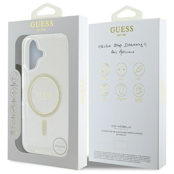 Guess Guhmp16Mhfgeret Iphone 16 Plus     6.7 Przeźroczysty/Transparent Hardcase Iml Glitter Circle Magsafe