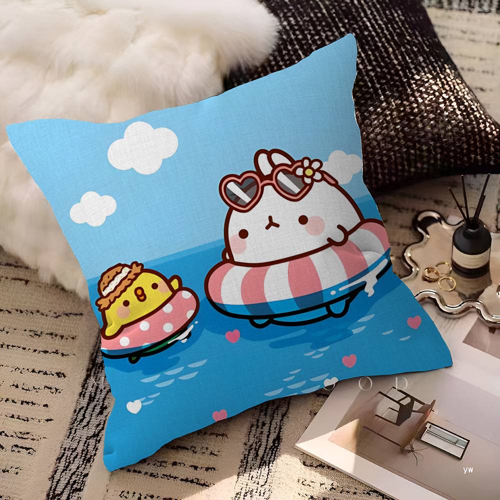 Cartoon Cute M-Molang Maple Design Cushion Cover Happy Autumn Harvest decor Holiday Decorati Pillow Cover