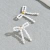 Pearl stud earrings niche beaded bow design earrings small fragrant light luxury earrings earrings
