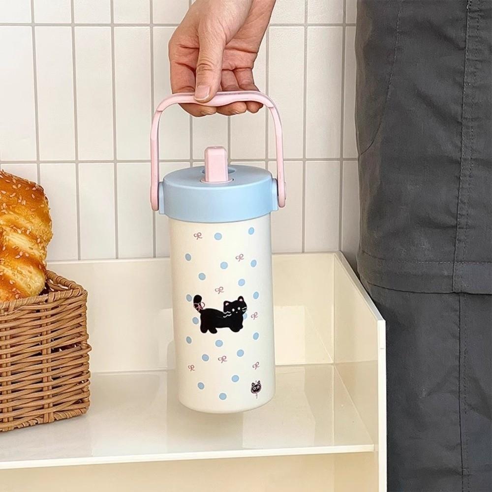 Water Cup Portable Insulated Cup Stainless Steel Cute Cat Thermos Mug  Cold/Hot Water