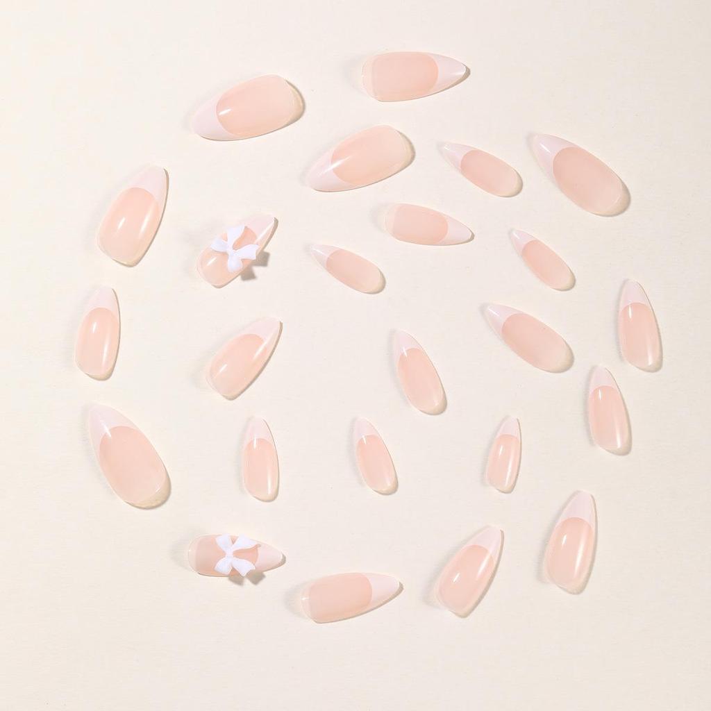 Elegant Bow White French Removable Fake Nails