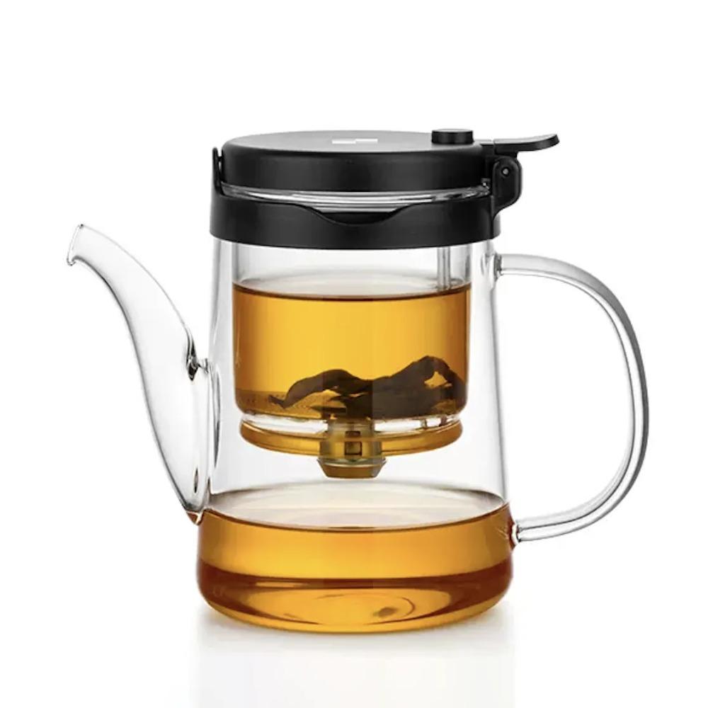 Bonston-Elegant Teapot with Insulation Separation, Bubble Tea Cup, Heat-Resistant Glass Teapot, Simple Filter Tea Cup