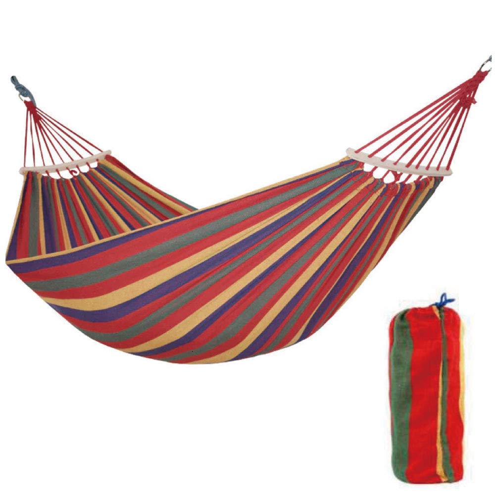 

morytrade Fabric Hammock with Wooden Frame Outdoor Camping Indoor Person (2 Red)