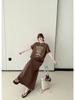 2026 Summer Fashion Women's Loose Short Sleeve Printed T-Shirt Dress - Over the Knee
