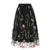 Vintage Mesh Flower Embroidered Skirt Elegant Sweet A-line Skirt for Spring Summer