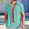 Men's Summer Trendy Solid Color Lapel Sports Casual Shirt
