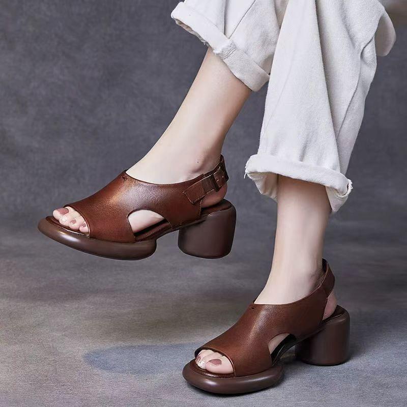 Retro ležérní dámské sandály s tlustým dnem