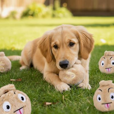 Peluche Poilue pour Animal de Compagnie Balle Sonore Forme Portefeuille Résistante aux Morsures Chien Balle Élastique Motif Dessin Animé Balle Interactive pour Animal de Compagnie Fournitures pour Animaux