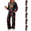Women's Casual Loose Fit Crewneck Halloween Print Sweatshirt and Pants Set