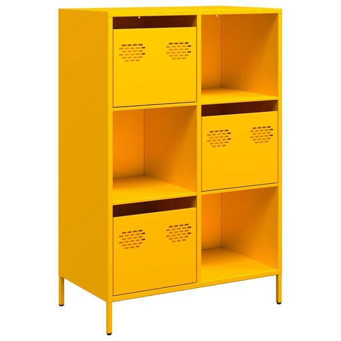 VidaXL Highboard Mustard Yellow 68x39x103.5 Cm Steel, Bookcase, Modern Bookcase, Bookshelf, 851409