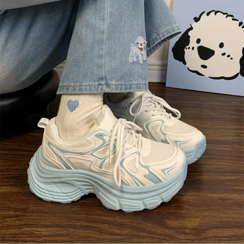 Ocean blue dad shoes women's 2025 summer new original design mesh versatile thick-soled heightening sneakers