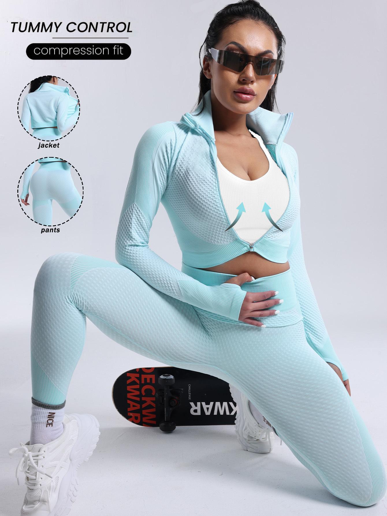 

JYL Yoga Shorts Trousers Suit Jacket Top Tight Hip Lifting High Waist Leggings M яскраво-темно-синій колір