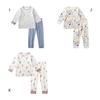 [Clothing embroidery WEAR SHOW] Pajamas, kids, long sleeves, boys, girls, top and bottom set, 11 patterns, 40 count 100% cotton, children's pajamas,
