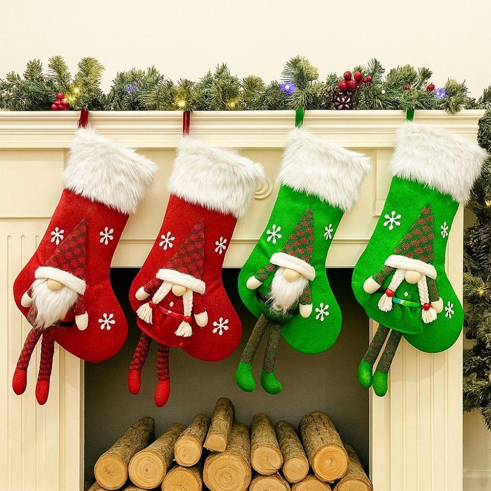 Pluszowe skarpety świąteczne Urocze ozdoby choinkowe Przenośne skarpety do dekoracji kominka Dekoracje domowe