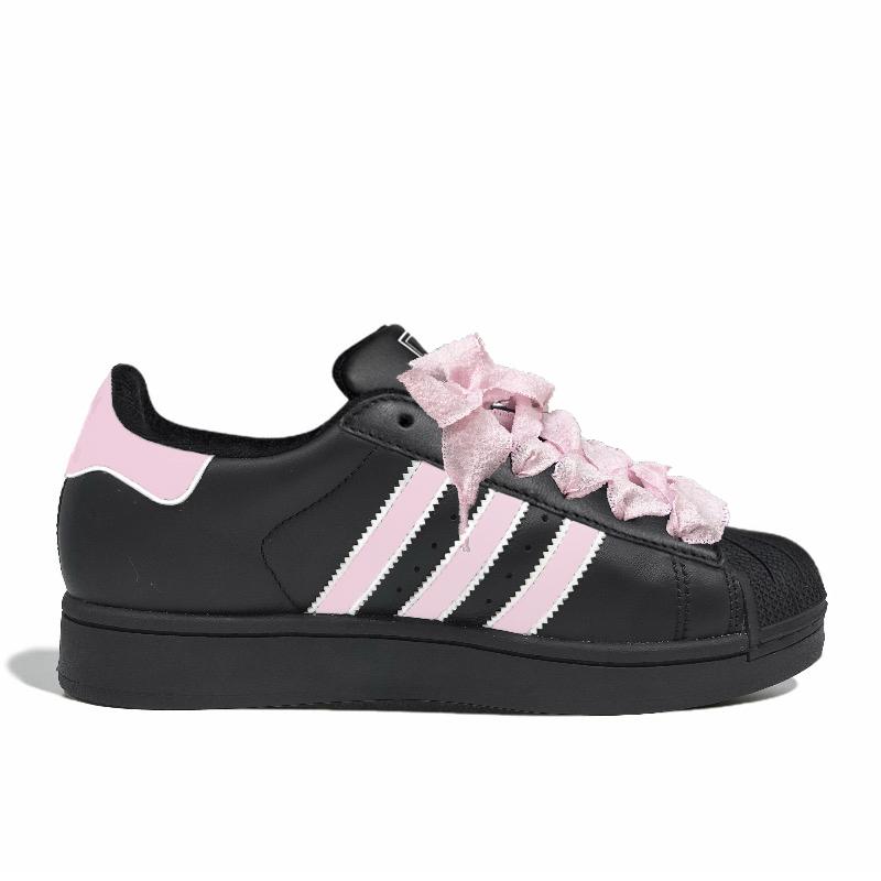 adidas Originals SUPERSTAR Skateboard Shoes Women's Low Top Black Pink EG4959(Team598-)