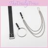 Versatile Minimalist Black Pu Buckle Belt With Chain And Ring For Young Adults