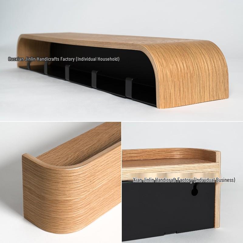 Walnut Wood Wall-Mounted Coat and Hat Rack for Living Room Entryway