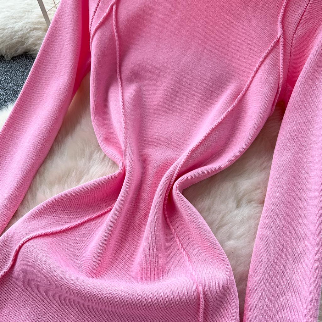 Split Slim Waist Dress for Women Autumn 2025 French Slim Fit and Slimming Elegant Knitted Bodycorn Dresses