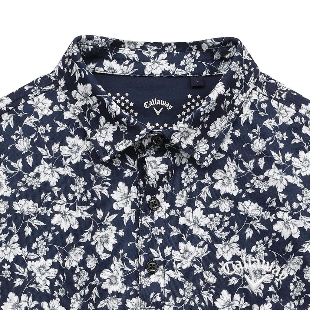 Kurzarm-Poloshirt Print Feuchtigkeit Schnell Golf C25134112 L [Callaway] Herren (Blumenmuster, Feuchtigkeitstransport, Trocknend) // 1120_Marineblau