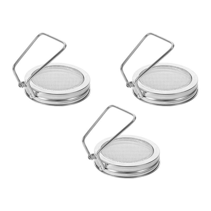 

For Wide Mouth Mason Jar Sprouting Lids- 3Pcs Sprouts Growing Lid With Stand For Organic Alfalfa& Mung Bean серебряный