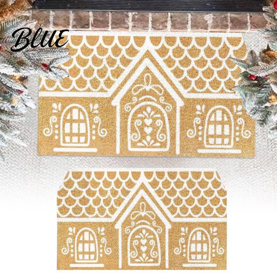 Festive Floor Mat Vintage Living House Dirt Rug Gingerbread Christmas Entrance Scrubber Washable Space Holiday
