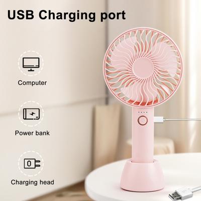 Portable Handheld Fan 4 Speed Wind Small Personal Fan with Detachable Base USB Rechargeable Desk Fan for Travel Beach Makeup Office