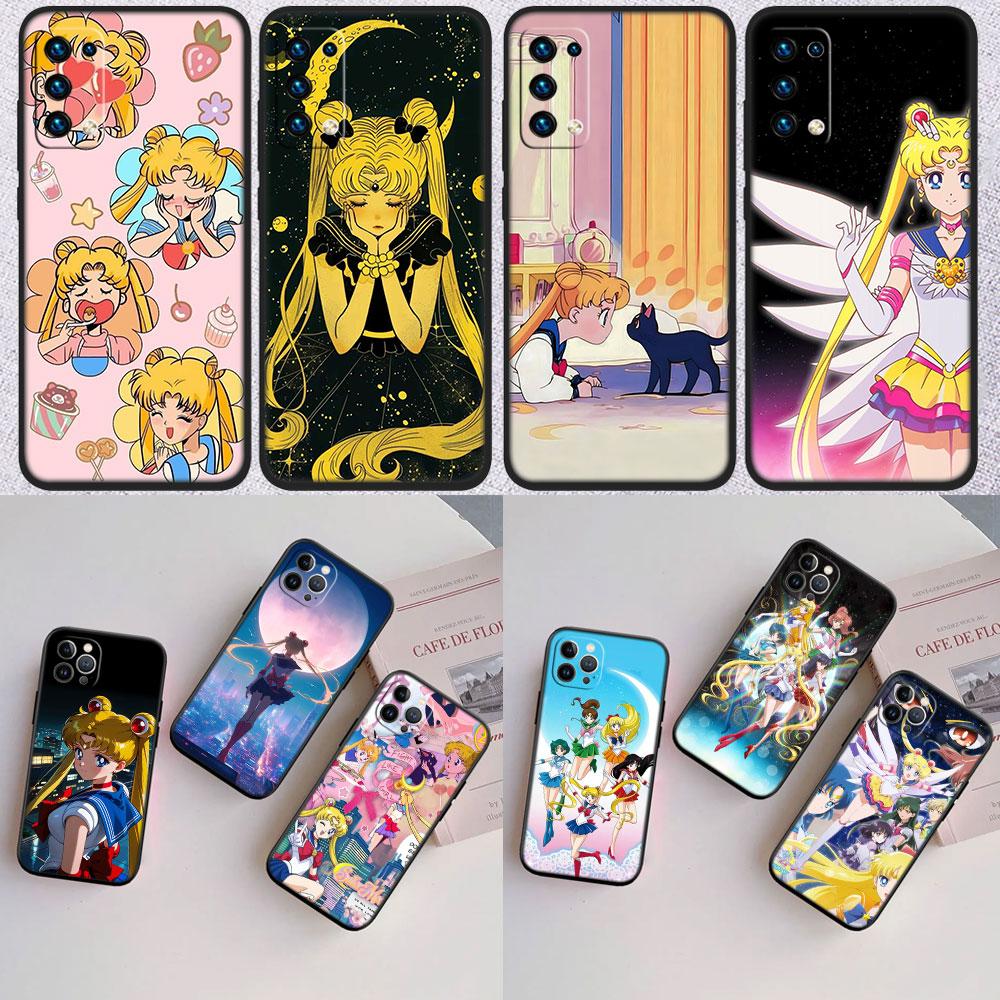 TR34 S-Sailors Art M-Moon Shell Phone Case for Samsung Galaxy S20 S21 S22 Ultra FE Plus A21S A22 A24 A25 A26 A30 A30S A31