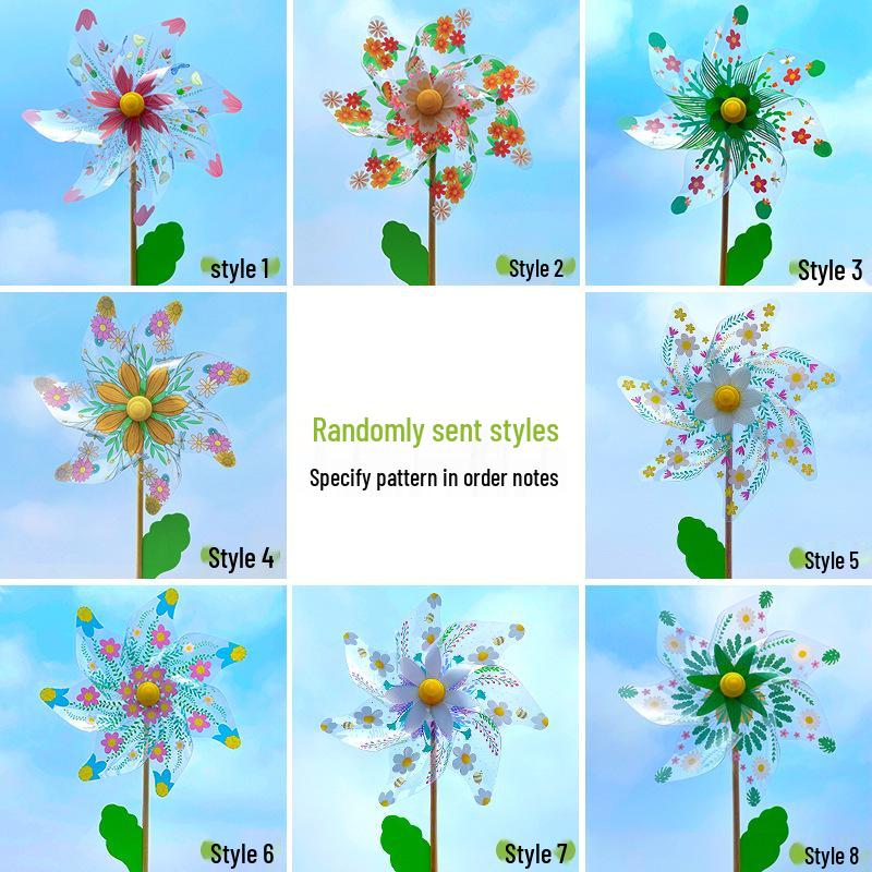 

Прозрачная вертушка Весенний пикник и путешествия Фотореквизит - Цветная печать, Ручная работа, Портативный 30cm Seven-Leaf Pinwheel