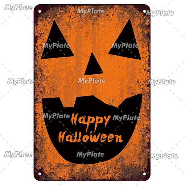 [MyPlate] Halloween Metal Sign Vintage Tin Sign Cafe Bar Decorative Plaque Home Decor Party Wall Sticker Witch Poster Gift