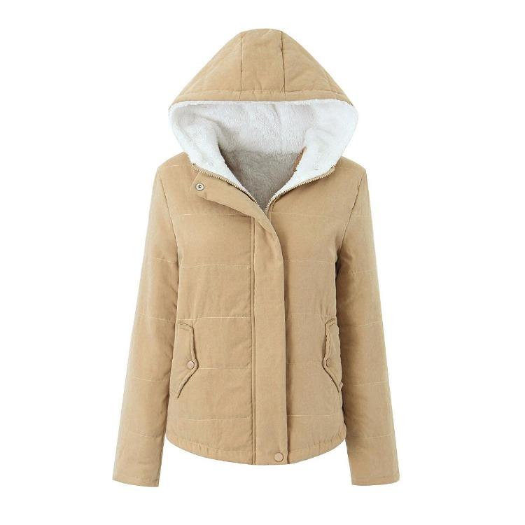 Neue Winter Damen Kapuzen Baumwolljacke Dick Gepolstert Langarm Brot Kleidung Herbst College Stil Mäntel