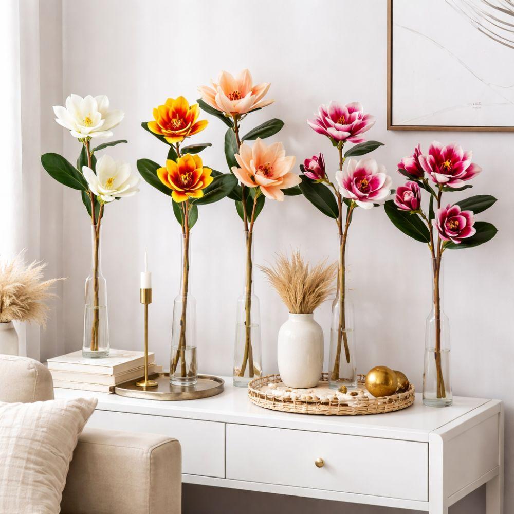 Large Artificial Magnolia Flower Real Touch Realistic Faux Magnolia Branch Handmade EVA Simulation Big Magnolia Garden Decor