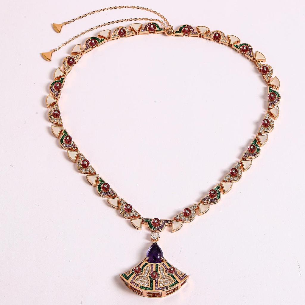 Trendy Winter Geometric Fan S925 Sterling Silver Zircon Earrings & Necklace Set for Women