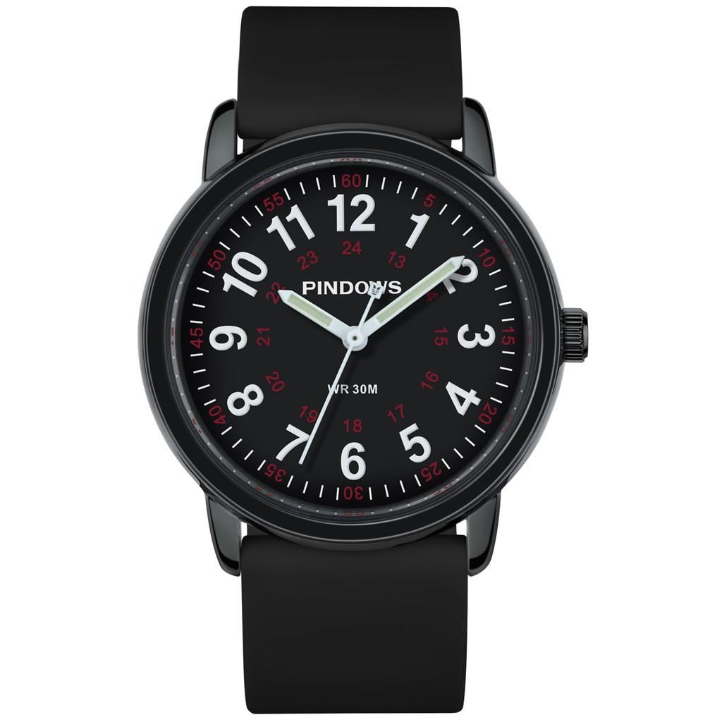 PINDOWS Unisex Analog Quartz Watch for 30m Water Military Time Luminous Dial for Easy Visibility Women's Watch, Students, Resistant, Display,