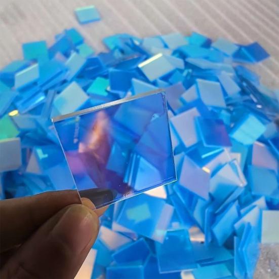 Iridescent Acrylic Squares 0.8'' x 0.8''/1.2" x 1.2" Mini Rainbow Holographic Acrylic Sheets Set Double-Sided Holo Tiles for DIY Crafts Light Shadow