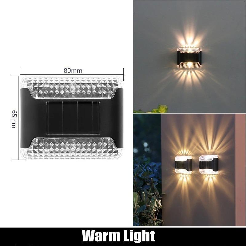 

12 шт. светодиодный настенный светильник на солнечных батареях, солнечный свет, наружное светящееся освещение, уличное освещение, украшение для двора, балкона, сада, забора, декоративная лампа yellow-1pcs