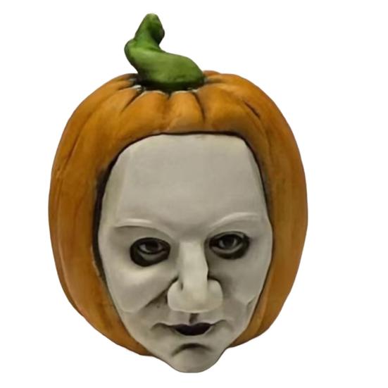 Pumpkin Face Sculpture Spooky Ghost Face Resin Pumpkin Figurine Halloween Tabletop Decoration for Indoor Outdoor Patio Home Decor