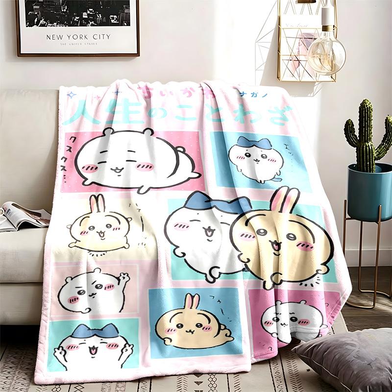 Chiikawa Theme Blanket Suitable For The Sofa Camping And Travel Made Of Soft Flannel Material An Ideal Gift For Occasions Such As Birthday