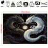 2D Flat Printing Yin Yang Dragon Tapestry, Starry Sky Dragon Art Backdrop for Bedroom
