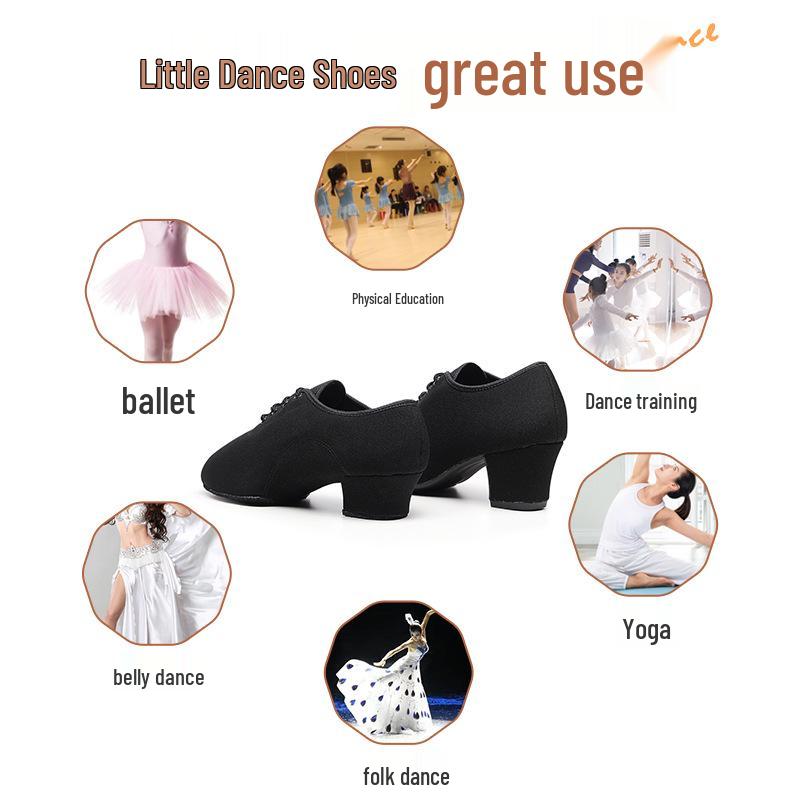 Women's High Heel Latin Dance Shoes - Adult Training & Teacher Oxford Square Dance Footwear