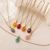 Trendy Titanium Steel Waterdrop Birthstone Charms Pendant Necklace Gemstone Diy Jewelry Gift