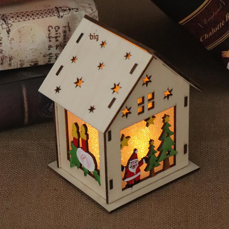 Glowing Wooden Christmas House Ornament DIY Kit for Kids
