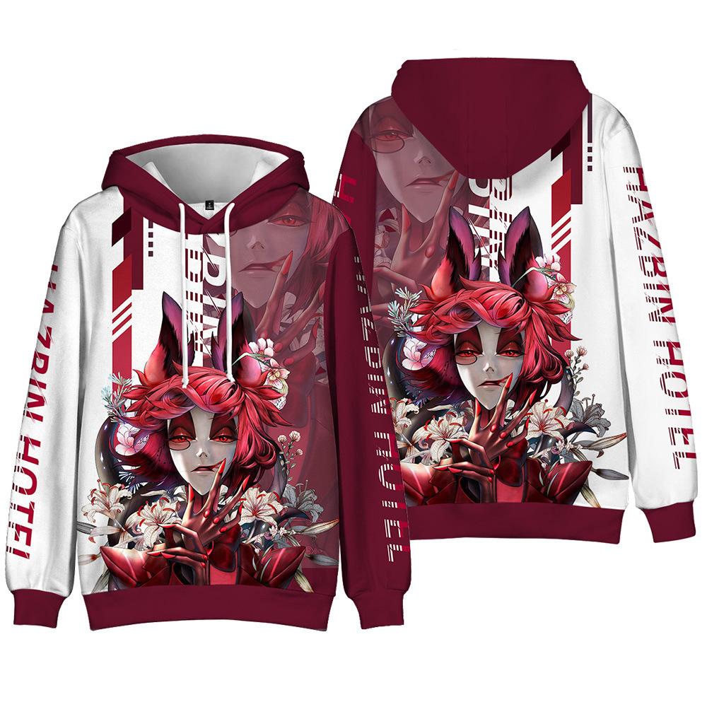 Unisex Hazbin Hotel Hoodie Sweatshirt Cartoon Printed Streetwear Hoodies for Couples Men Women